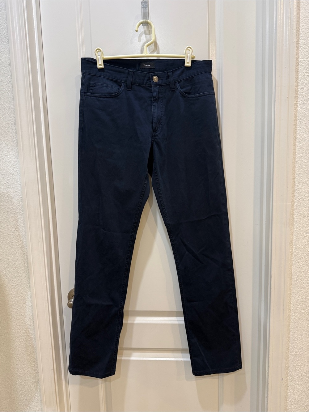 Theory Navy Men's Haydin Straight Slim Chinos